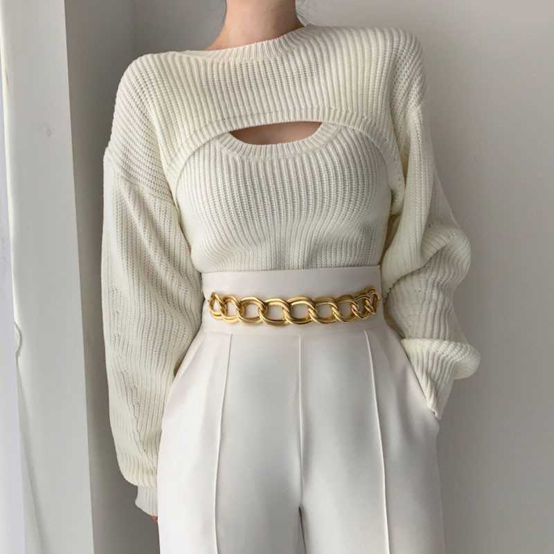 Gagaok Round Collar Long Sleeve Women Knitted Tops Korean Fashion Sweater Spring Vintage Female Pullover Drop 210914