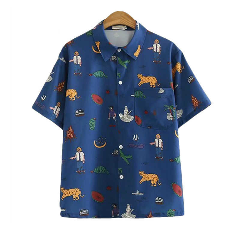MERRY PRETTY Harajuku Cartoon Printed Blue Blouses Women Short Sleeve Turndown Collar Pockets Shirt Casual Summer Top Femme 210526
MERRY PRETTY Harajuku Cartoon Printed Blue Blouses Women Short Sleeve Turndown Collar Pockets Shirt Casual Summer Top Femme 210526
