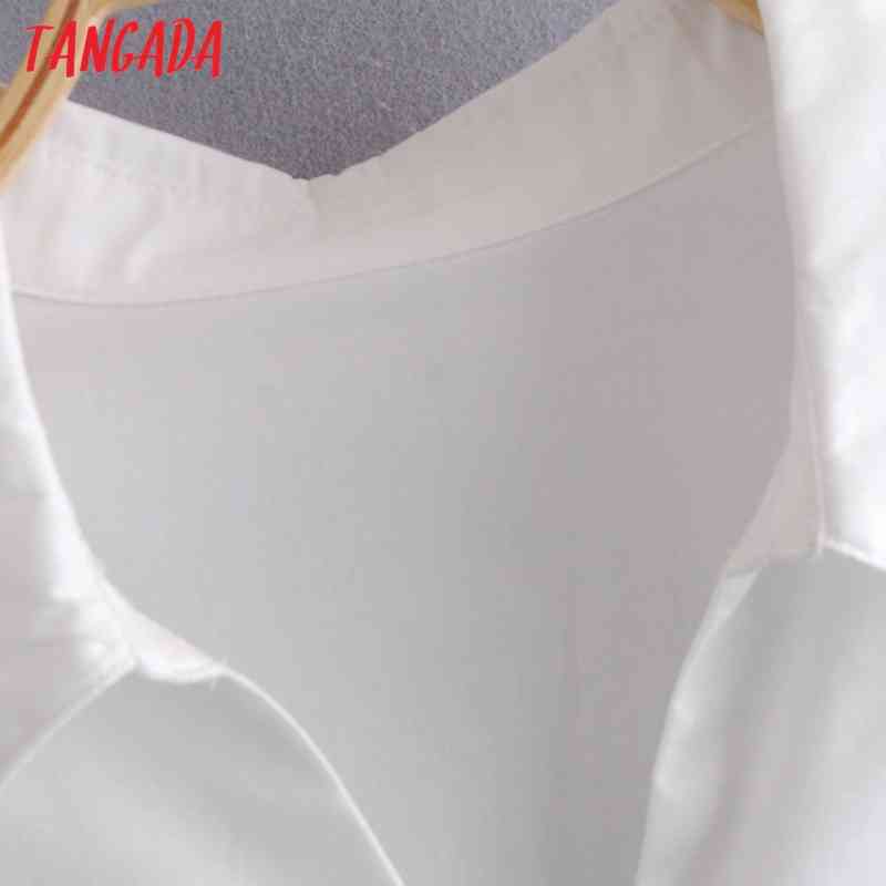 Women Vintage Patchwork White Long Sleeve Chic Female Office Lady Shirt 3W141 210416
