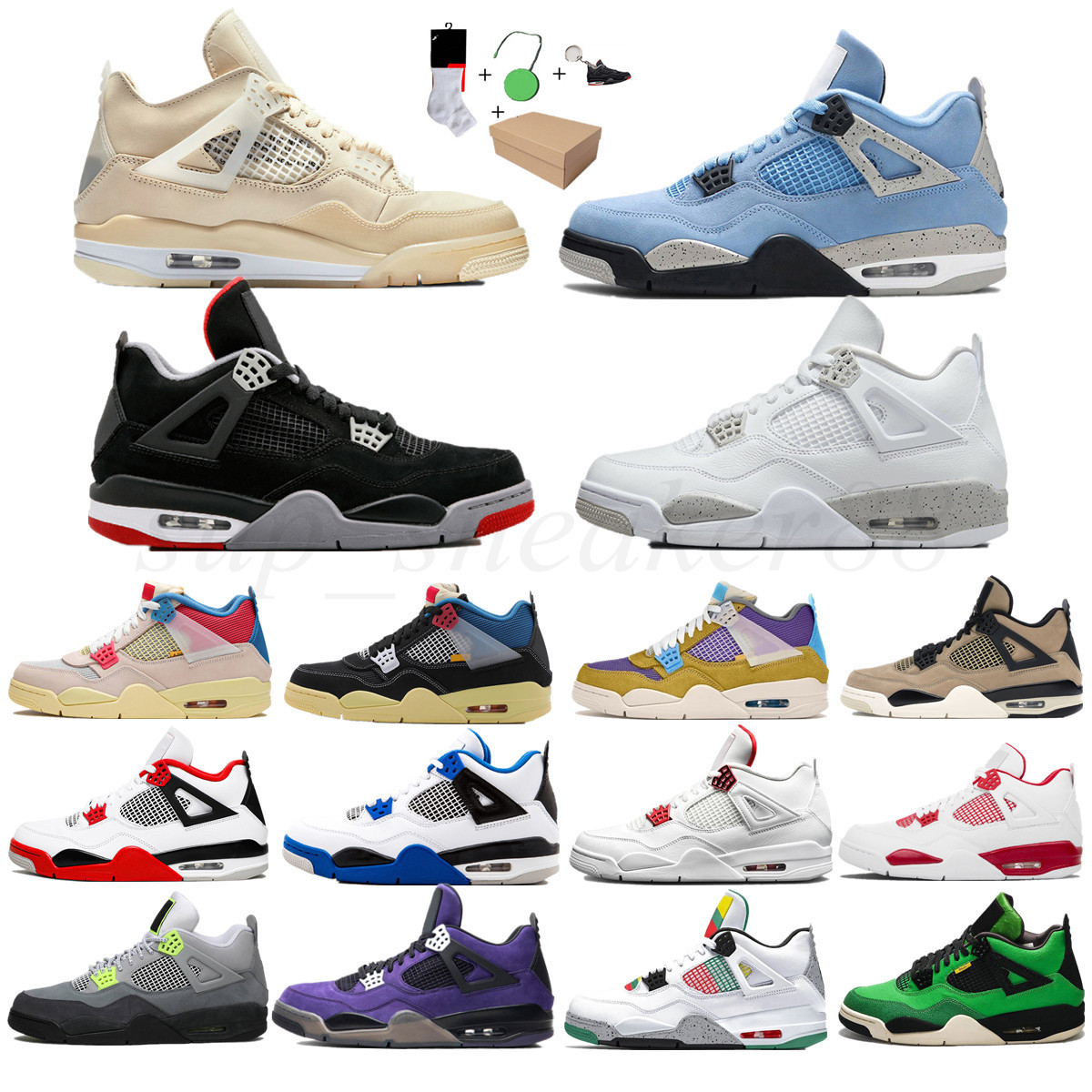 Cream Sail Black Cat White Cement Men Women Jumpman 4 4s Basketball Shoes Cactus Jack Mens Trainers Sport Size36-46 with box
Cream Sail Black Cat White Cement Men Women Jumpman 4 4s Basketball Shoes Cactus Jack Mens Trainers Sport Size36-46 with box