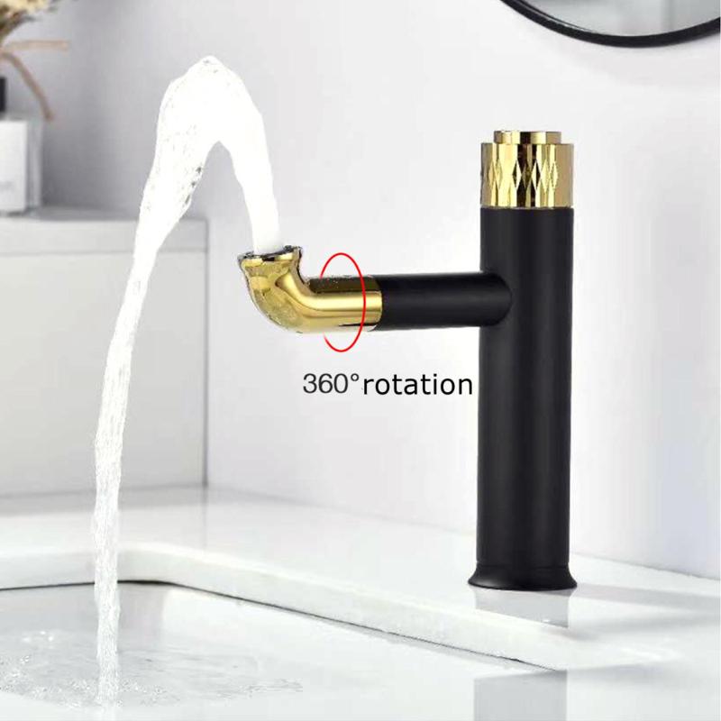 Modern Bathroom Basin Waterfall Tap Press Memory Thermostatic Faucet Gold Black Deck Mounted Cold And Water Mixer Sink Faucets