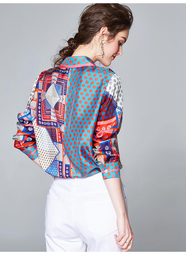 Women's Blouses & Shirts Chic Printed Long Sleeve Women Tops Blusas Runway Designer Spring Summer Clothes Blouse Shirt LS026