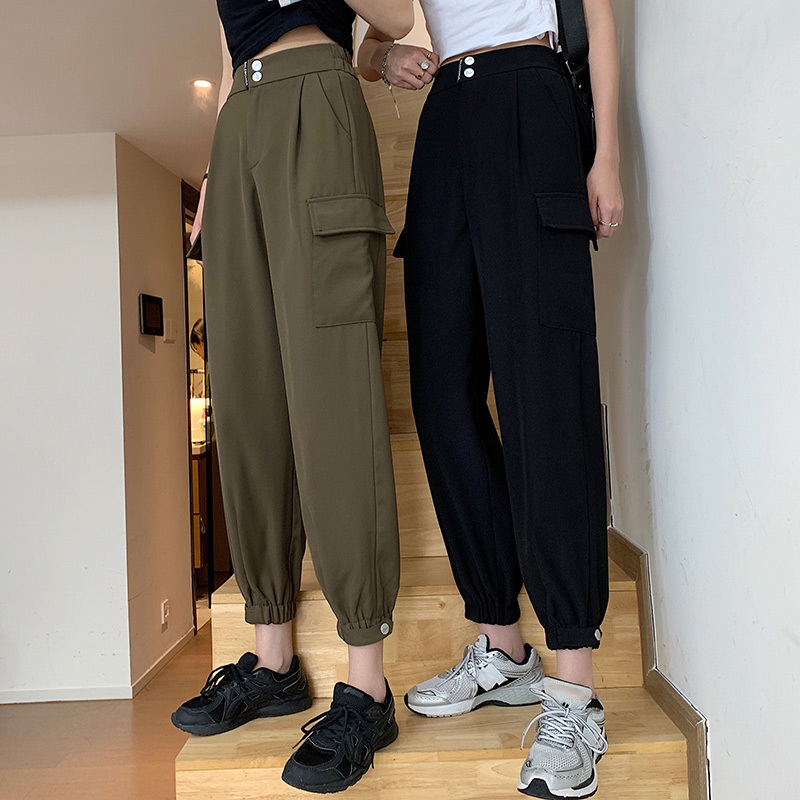 Women' Cargo Pants High Elastic Waist Cool Female Ankle-length Pockets Harem Pant Spring Casual Harajuku Trousers For Girl 210518, Cool black
Women' Cargo Pants High Elastic Waist Cool Female Ankle-length Pockets Harem Pant Spring Casual Harajuku Trousers For Girl 210518, Cool black