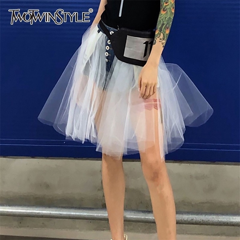 Mesh Patchwok Denim Skirt Women High Waist Sexy Mini Skirts Female Korean Summer Fashion Clothes Large Size 210521, Black
Mesh Patchwok Denim Skirt Women High Waist Sexy Mini Skirts Female Korean Summer Fashion Clothes Large Size 210521, Black