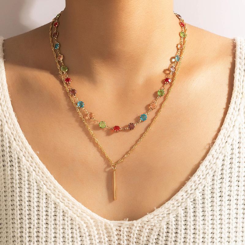 Chains Luxury Colorful Crystal Stone Necklace For Women Charms Multi-layer Geometry Metal Alloy Party Jewelry Accessory 18105
Chains Luxury Colorful Crystal Stone Necklace For Women Charms Multi-layer Geometry Metal Alloy Party Jewelry Accessory 18105