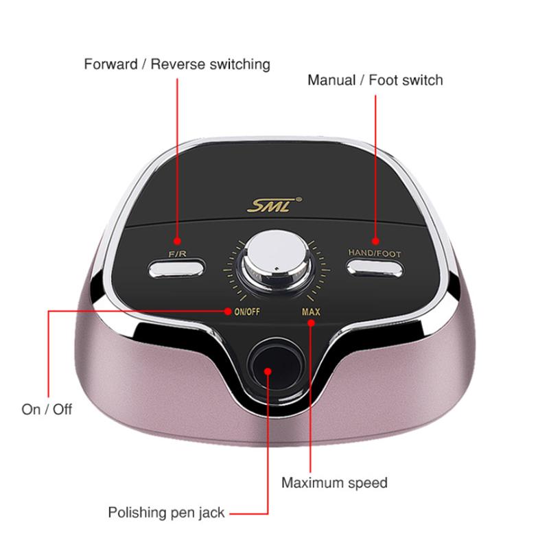 Nail Drill & Accessories Professional Polisher 35000rpm Adjustable Reverse Rotation Direction Manual Pedal Speed Switch High Quality