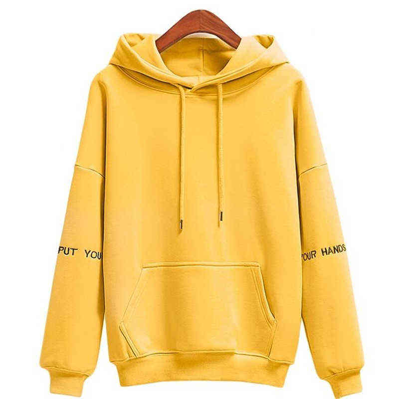 Hooded Sweatshirts Thick Fleece Hoodies Autumn Moletom Feminino Korean Fashion Female Coat Winter Sudaderas Pullovers Tops 211109