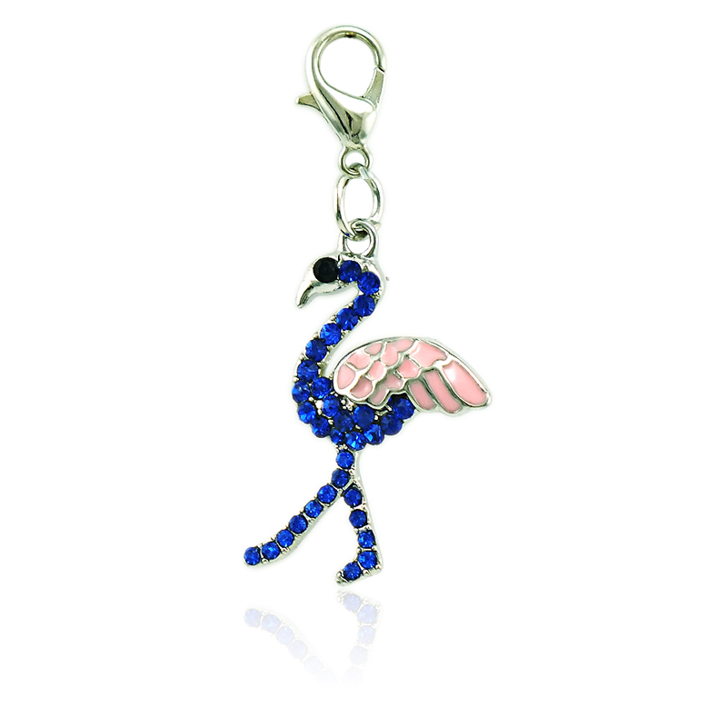Hot Sell Fashion Floating Charm Alloy Lobster Clasp Rhinestone Mix Flamingo Charms Pendants Jewelry Accessories