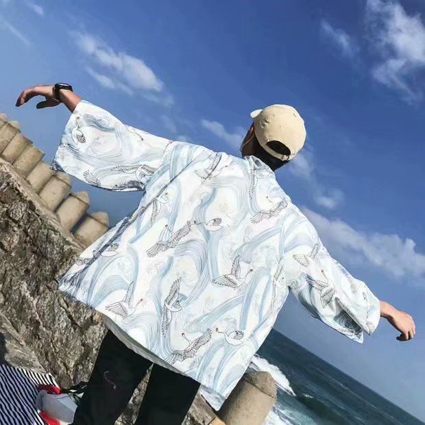 Kimonos Cardigan Men Yukata Women Japanese Kimono Traditional Unisex Harajuku Beach Loose Thin Shirt Sun-protective Shirts Coat 210422