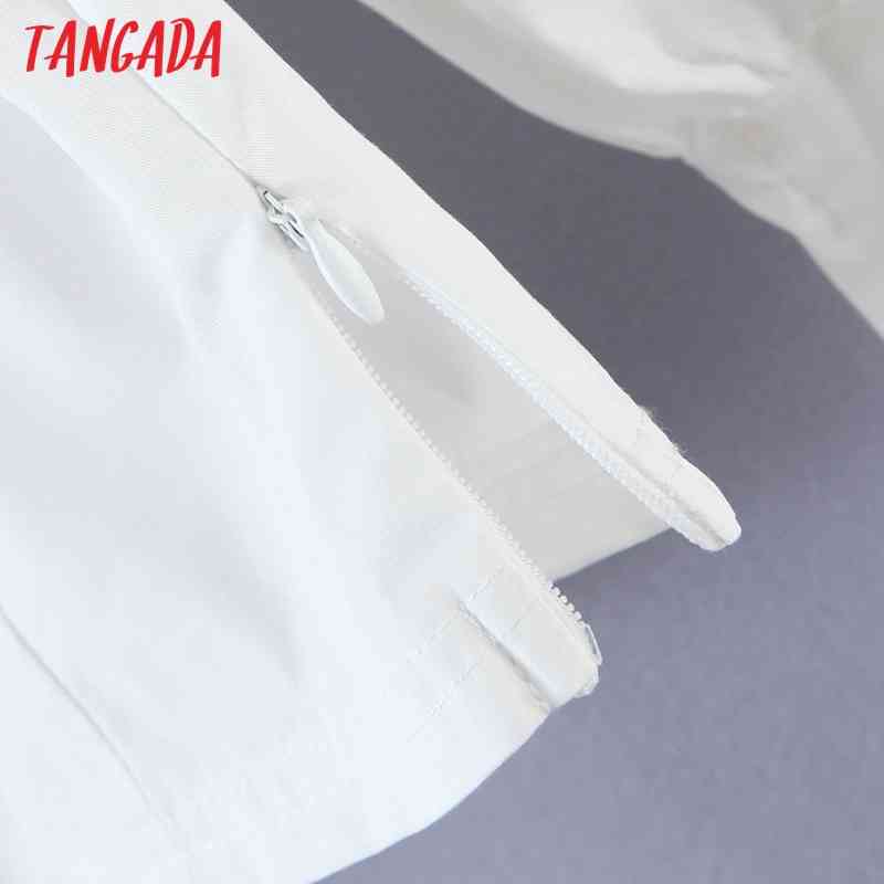 Women Retro White Crop Square Collar Backless Bow Chic Female Slim Shirt Tops SL540 210416