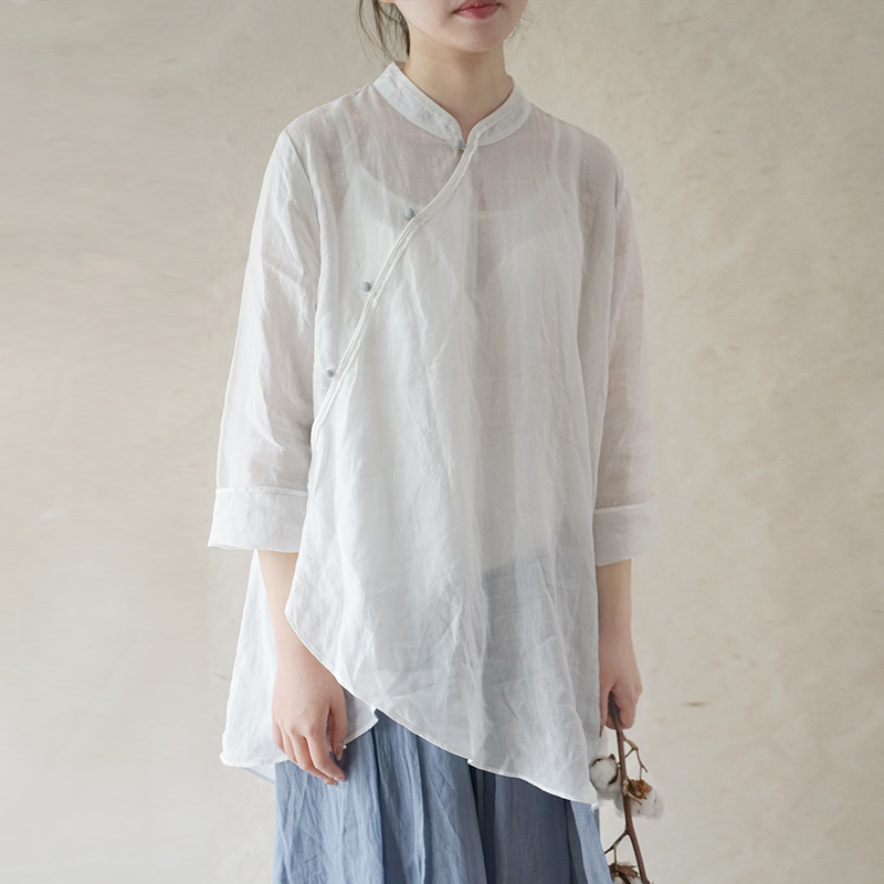 Johnature Women White Vintage Shirts Ramie Button Stand Blouses Summer High Quality A-Line Female Clothes Irregular Shirts 210521
Johnature Women White Vintage Shirts Ramie Button Stand Blouses Summer High Quality A-Line Female Clothes Irregular Shirts 210521