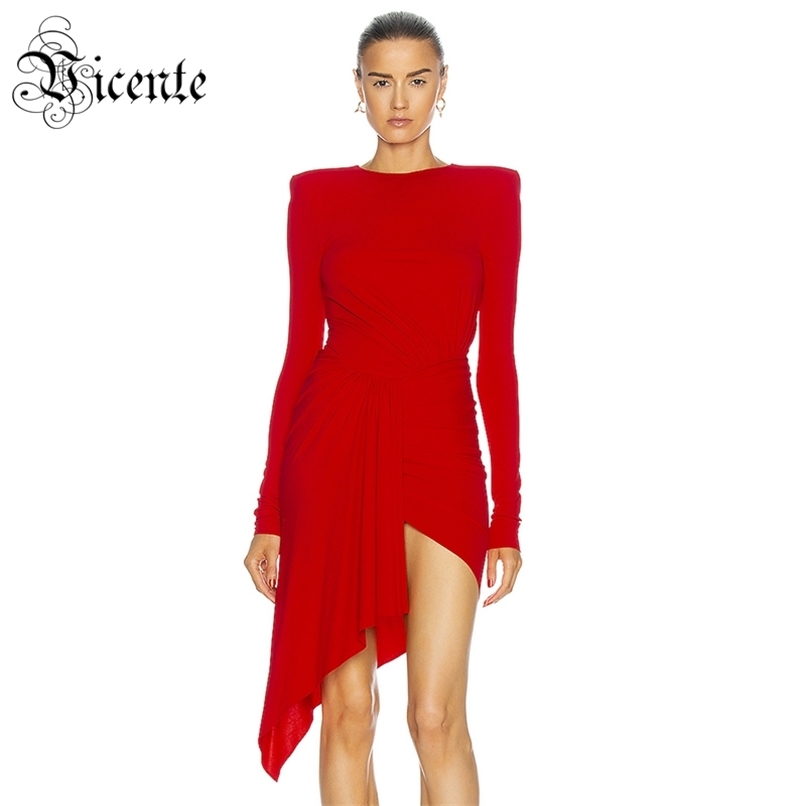 Chic Red Dress Draped Design Long Sleeves O Neck Celebrity Party Club Knee Length Vestido Free 210520
Chic Red Dress Draped Design Long Sleeves O Neck Celebrity Party Club Knee Length Vestido Free 210520