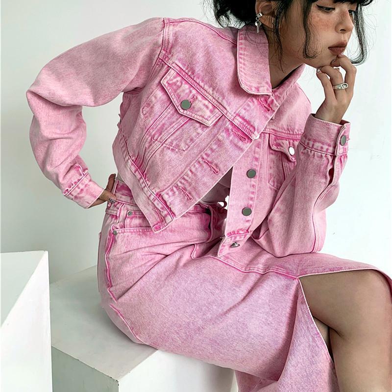 Two Piece Dress High Street Spring Autumn Denim Skirt Set Women Short Pink Jeans Long Sleeve Blazers Tops And Slim Cut Skirts Suits NS554
Two Piece Dress High Street Spring Autumn Denim Skirt Set Women Short Pink Jeans Long Sleeve Blazers Tops And Slim Cut Skirts Suits NS554