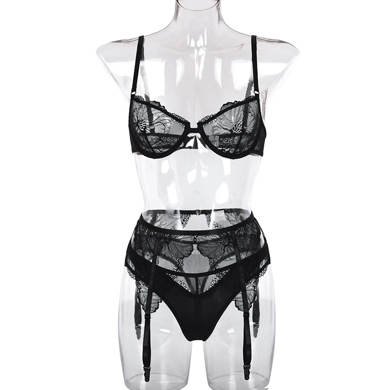 3-Piece ace Bra Set Women Transparent Bra Underwire + Panty Sexy Underwear Set adies ingerie Set, Black
3-Piece ace Bra Set Women Transparent Bra Underwire + Panty Sexy Underwear Set adies ingerie Set, Black