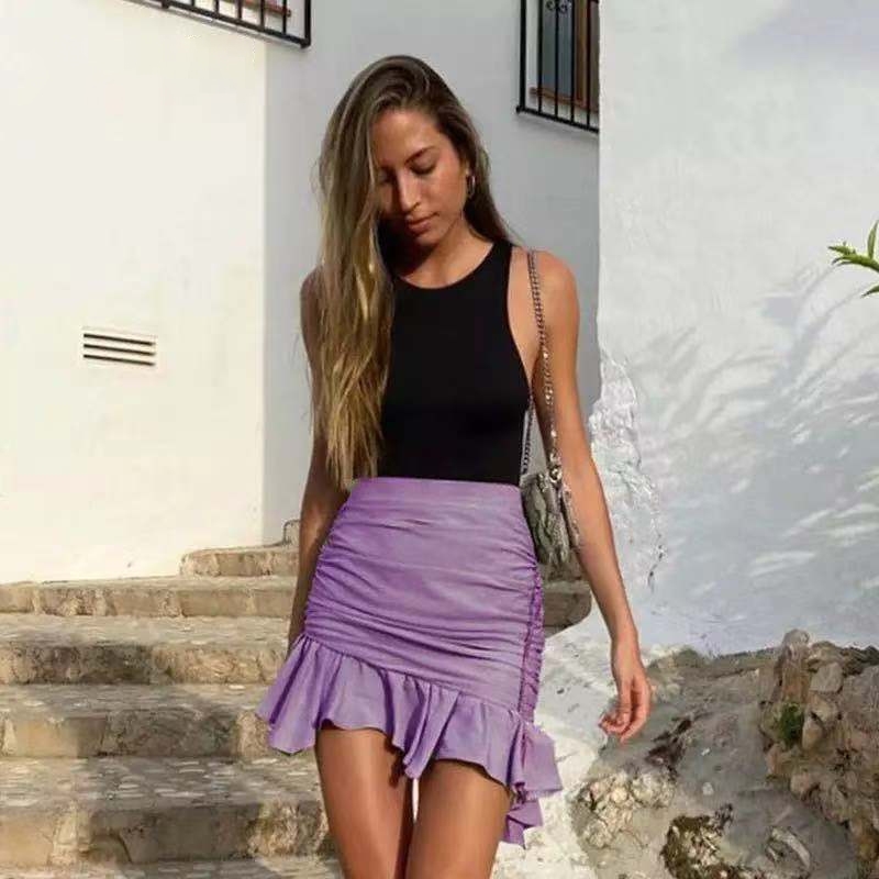 Boho Women Sweet Ruffles Mini Skirts Summer Vintage Ladies Soft Linen Skirt Female Fladas Girls Chic Green Jupe Femme 210430