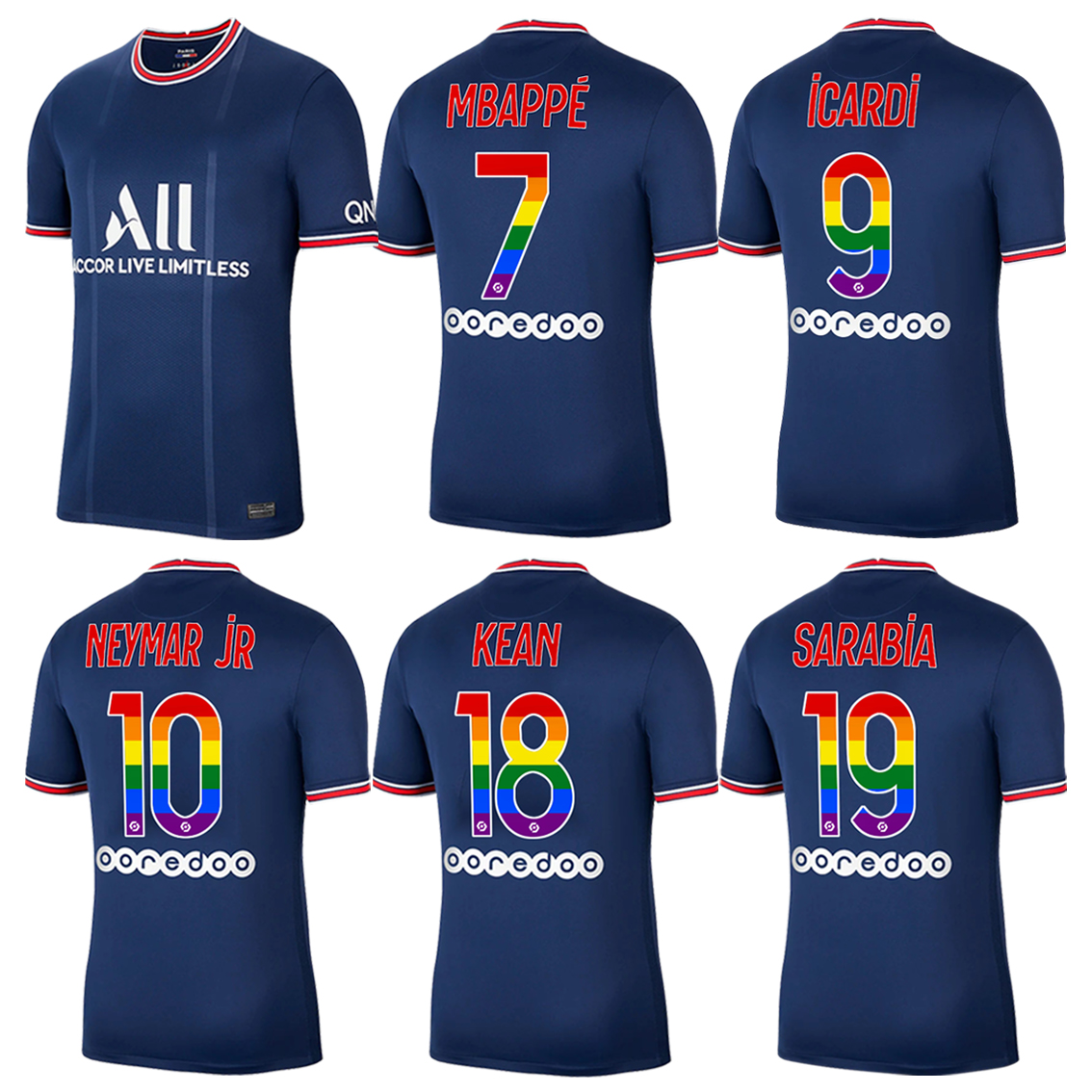 Paris Rainbow Number Soccer Jerseys 21 22 Home MBAPPE ICARDI NEYMAR JR KEAN SARABIA Fans High-Quality Sweatshirt (Choose Flocking)
Paris Rainbow Number Soccer Jerseys 21 22 Home MBAPPE ICARDI NEYMAR JR KEAN SARABIA Fans High-Quality Sweatshirt (Choose Flocking)