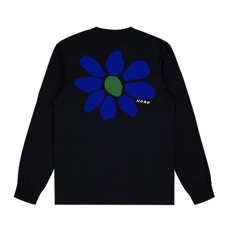 Autumn Winter NOAH CORE Bloom T Shirt Men Women Cotton Casual Long Sleeve Flower Print Solid Color T-shirts 210420