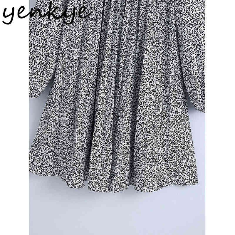 Spring Women Vintage Floral Print Shirt Dress Female Long Sleeve Pleated Casual Loose Plus Size Short Vestido 210430