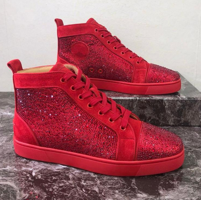 2022 Red Bottom Designer sneakers High top flat Men Women Casual Shoes Studded Spikes Fashion Black White red sole Ankle Boots size 34-48 With box, Blue
2022 Red Bottom Designer sneakers High top flat Men Women Casual Shoes Studded Spikes Fashion Black White red sole Ankle Boots size 34-48 With box, Blue