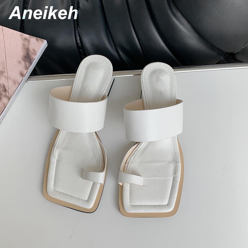 Slippers Aneikeh Women's Shoes 2021 Summer Solid Stiletto Toe Thong PU Slides Elegant Square Heel Fashion Party Shallow Concise, Black
Slippers Aneikeh Women's Shoes 2021 Summer Solid Stiletto Toe Thong PU Slides Elegant Square Heel Fashion Party Shallow Concise, Black