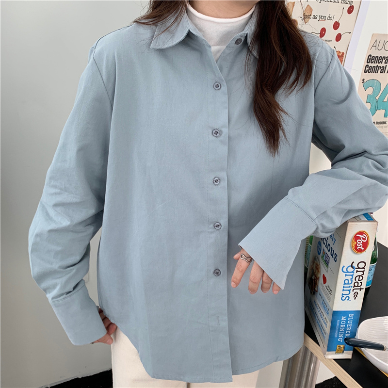 Elegance Office Lady Solid Chic Full Sleeves Loose Fashion Lapel Work Wear Blouse Brief Women Gentle Shirts 210421