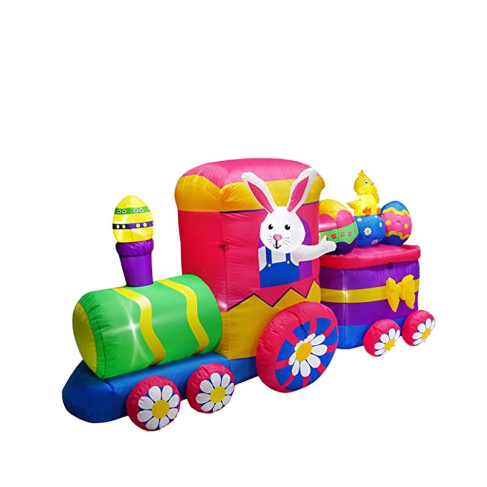 Giant Easter Inflatables Bunny Train Outdoor Blow Up Holiday Party Display Colorful Yard Lawn Patio Decorations