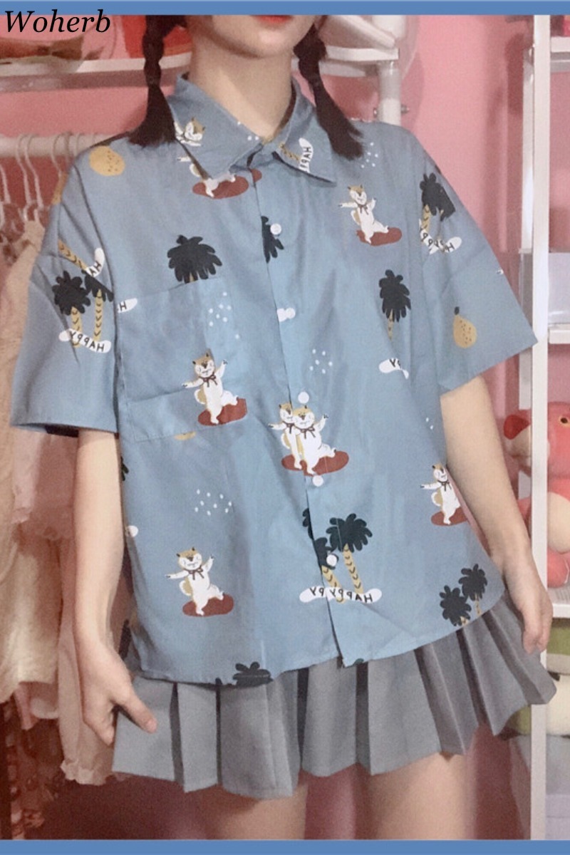 Lolita Dress Women Harajuku Kawaii Cartoon Print Female Japanese Cute es and Blouse Girls Vestidos 210519