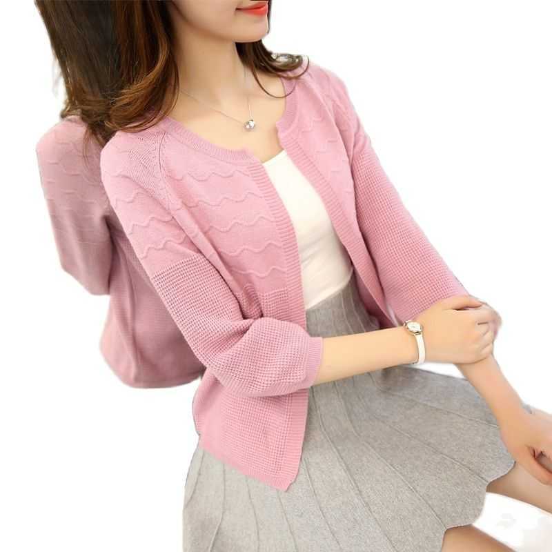 OHCLOTHING Selling Spring Summer Tops V-neck cape three quarter sleeve cardigan Fashion Women sweater slim Jacket coat 210914
