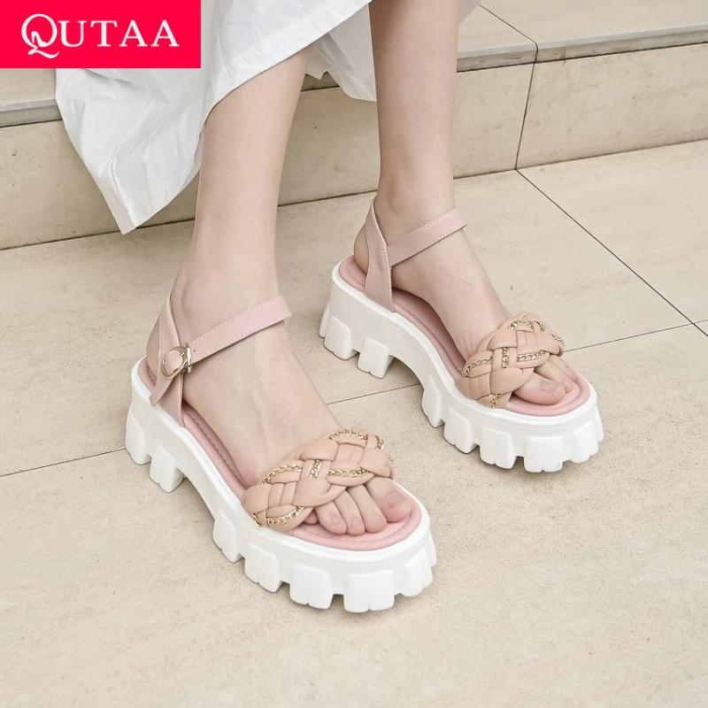 Dress Shoes QUTAA 2021 Platform Buckle Female Pumps Genuine Leather Square High Heel Women Metal Decoration Fashion Sandals Size 34-39, Black
Dress Shoes QUTAA 2021 Platform Buckle Female Pumps Genuine Leather Square High Heel Women Metal Decoration Fashion Sandals Size 34-39, Black
