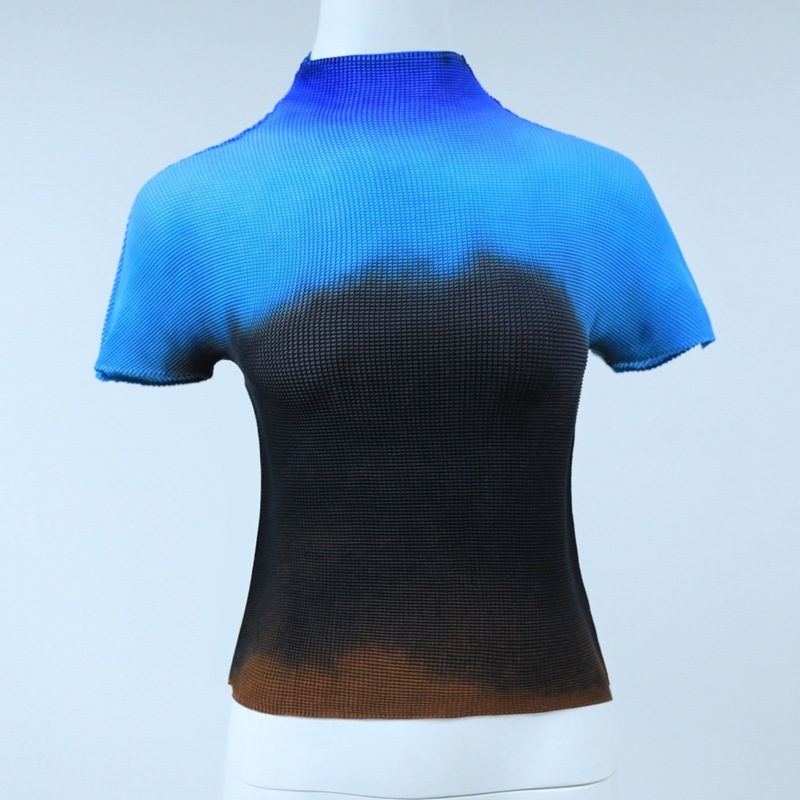 LANMREM summer new all-match t-shirt for famale high quality thin style elastic fabric short sleeve tops women causal YJ780 210406