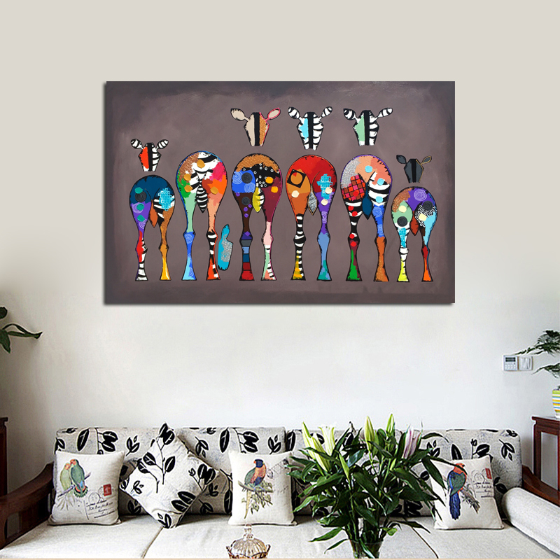Wall Posters Canvas Painting Six Zebras Pictures For Living Room Abstract Colorful Animal Art Wall Art Prints Unframe