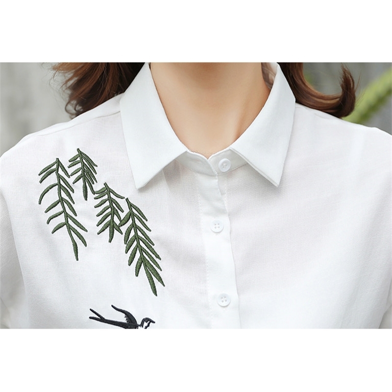 summer short sleeve OL shirt women blouse fashion plus size tops embroidery white 's clothing blusas D866 30 210506