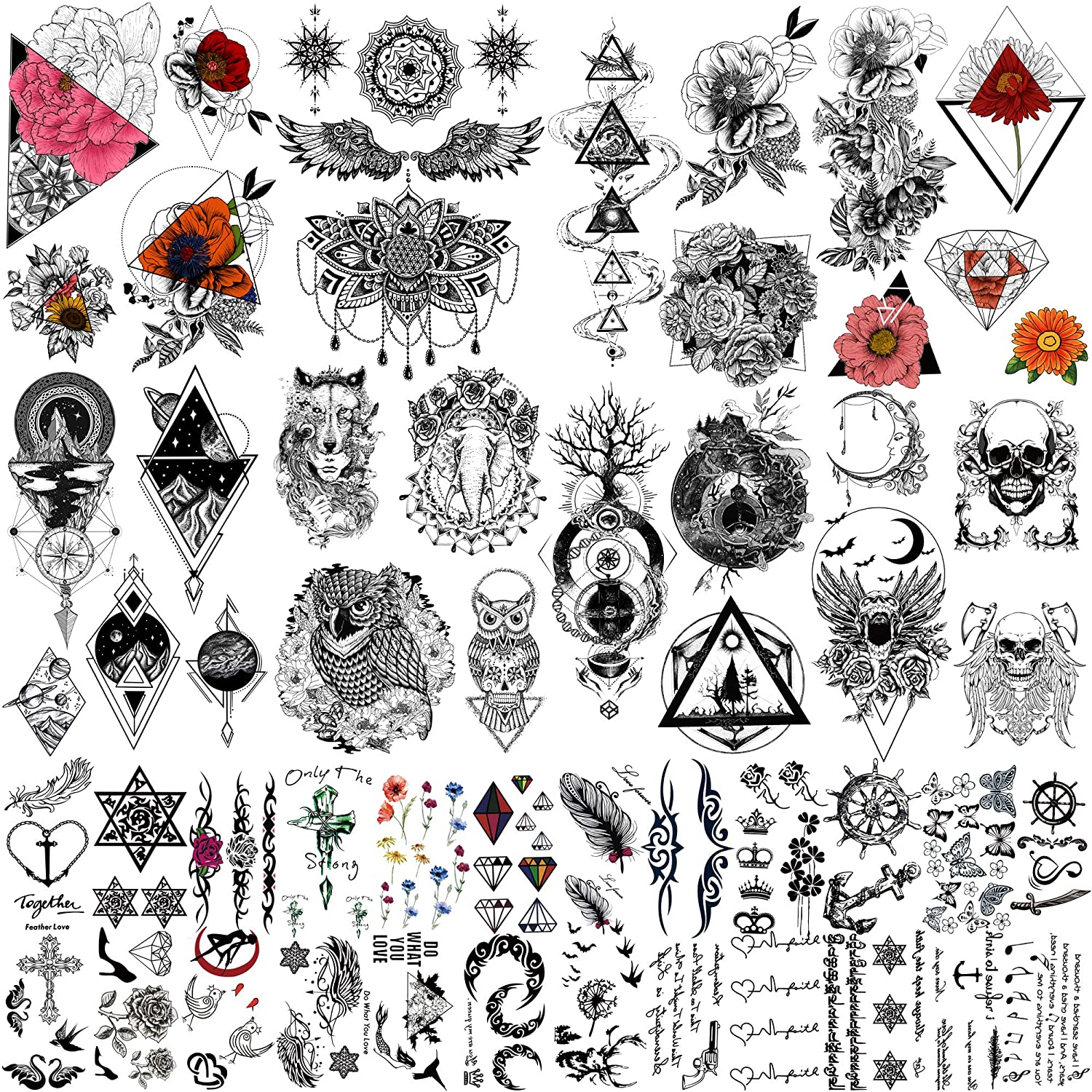 Metershine 32 Sheets Waterproof Temporary Tattoo Stickers of Unique Imagery or Totem for Men Women Girl Express Body Art
Metershine 32 Sheets Waterproof Temporary Tattoo Stickers of Unique Imagery or Totem for Men Women Girl Express Body Art