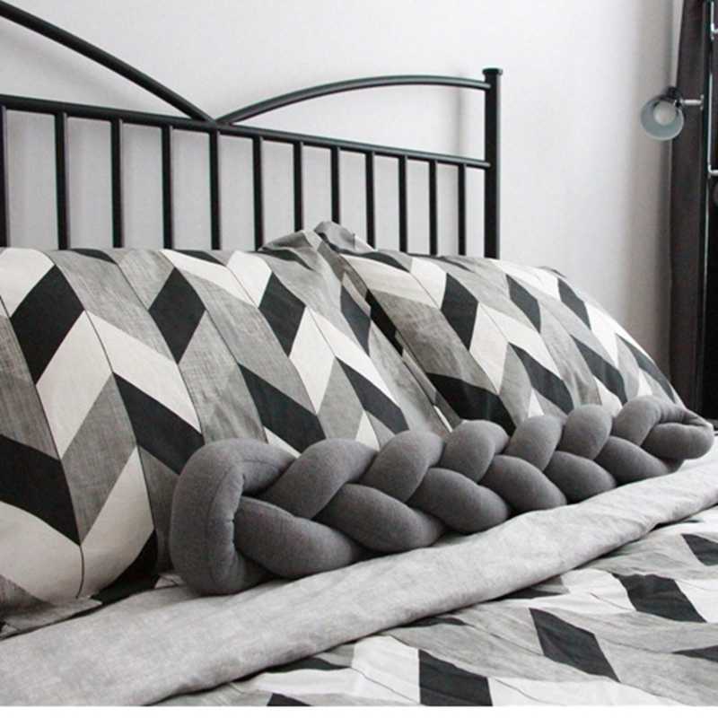 Bumpers In The Crib For The Baby Room 1M/2M/3M Bumper Bed Braid Knot Pillow Cushion Protector Cot Decor Weaving Drop 211025
