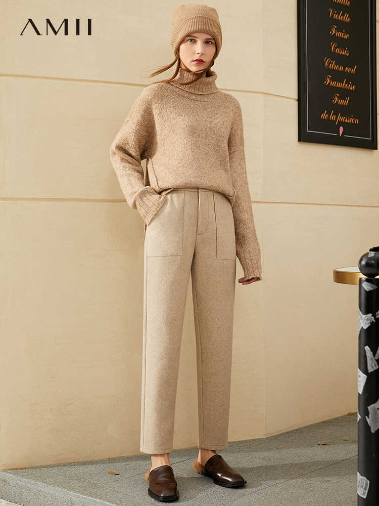 Minimalism Autumn Winter Causal Women's Pants Fashion OLstyle Solid Straight Female Trousers Simple Women 1339 210527