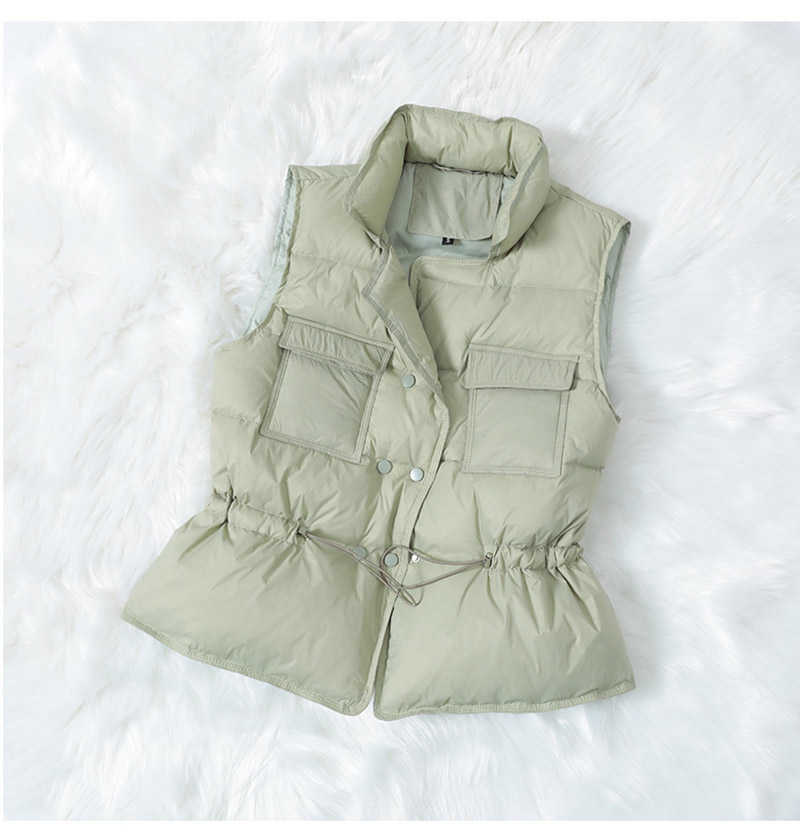 Autumn Winter Duck Down Jackets Women Vest Short Tunic Waistcoat Spring Puffer Jacket Slim Parkas 210819