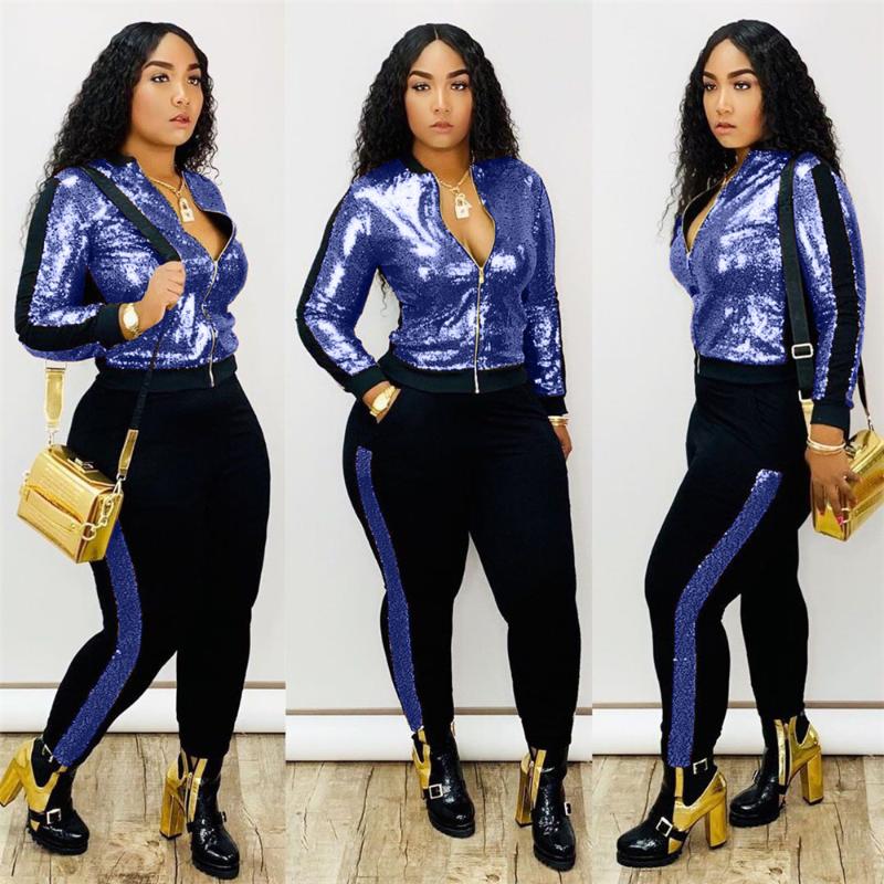 Two Piece Dress 2 Set Women Track Suit Tops And Pants Hooded Fashion Big Sequins Jogging Femme Sets Outfits Sweat Suits