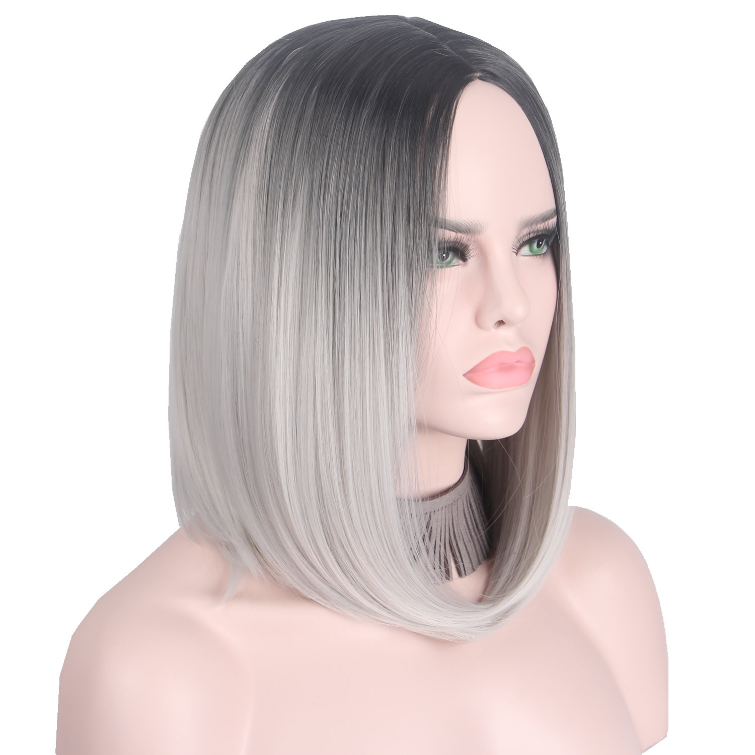 women wig Bobo head synthetic gradient wig short straight hair high temperature silk wigs