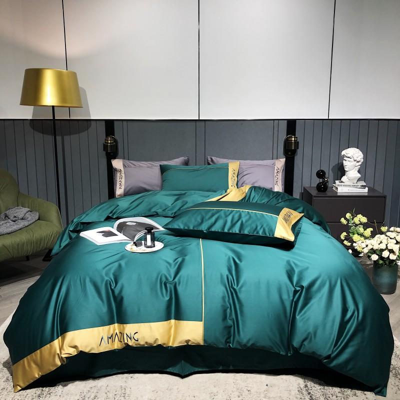 Luxury Egyptian Cotton Classical Bedding Set Queen King Size Chic Embroidery Bed Sheet Pillowcase Quilt Cover Sets