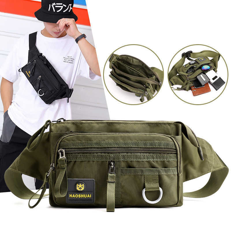 Anti-theft Money Pocket Phone Chest Bag Waterproof Zipper Nylon Men Waist Belt Bags Shoulder Pack Women Bum Bag Fanny Packs Male 210708