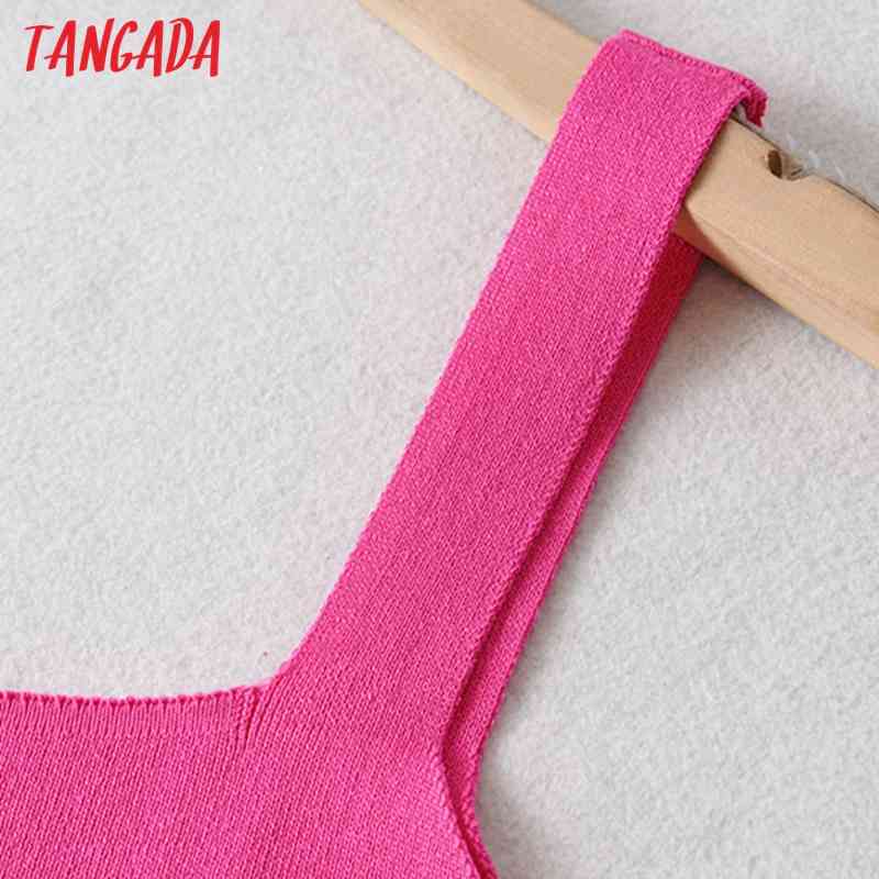 Fashion Women Solid Elegant Candy Color Knit Sleeveless Summer Ladies Dress AI57 210416