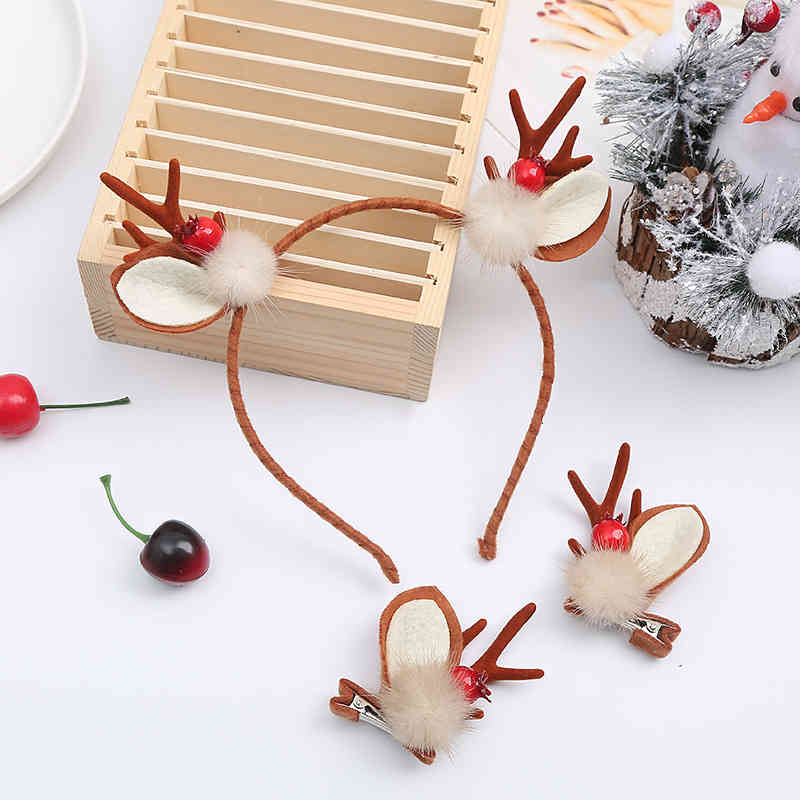 Hair Accessories Christmas Hoop Antler Pin Ornament Children's Girl's Gift