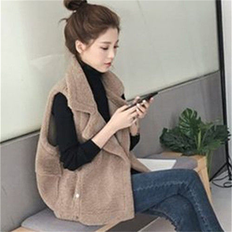 Fur Women's Autumn Sleeveless Waistcoat Korean Loose Plush Fashion Casual Lamb Wool Vest