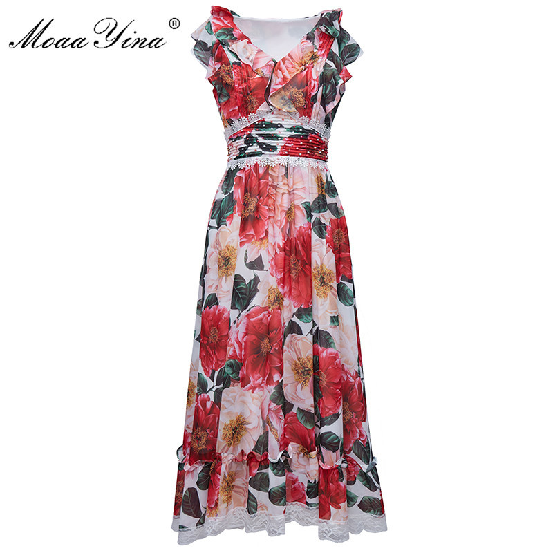 Fashion Designer Female dress Summer Women' Dress V-neck Ruffles Ruched Beaded Camellia Floral-Print Vacation Dresses 210524, Red
Fashion Designer Female dress Summer Women' Dress V-neck Ruffles Ruched Beaded Camellia Floral-Print Vacation Dresses 210524, Red