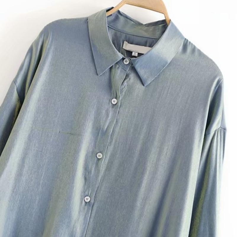 Solid Women Long Sleeves Oversize Shirt Autumn Leisure Lady Turn-down Collar Blouse Loose Tops S6326 210430Z