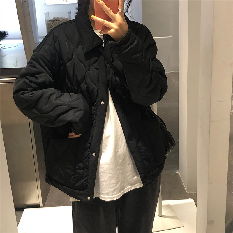 Winter Loose Casual Cover-Buttons Cardigans Jacket Fashion Outwear All-Match Brief Women Cotton Thick Warm Basic Jackets 210421