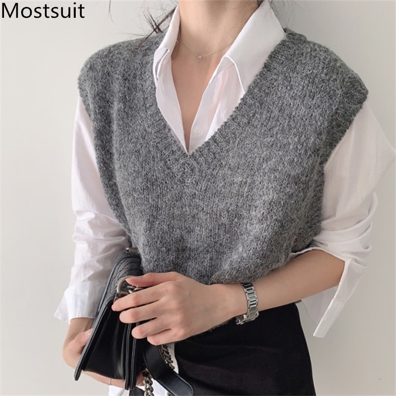 Korean Knitted V-neck Vest Women Sleeveless Solid Loose Casual Fashion Ladies Vests 210518, Apricot
Korean Knitted V-neck Vest Women Sleeveless Solid Loose Casual Fashion Ladies Vests 210518, Apricot