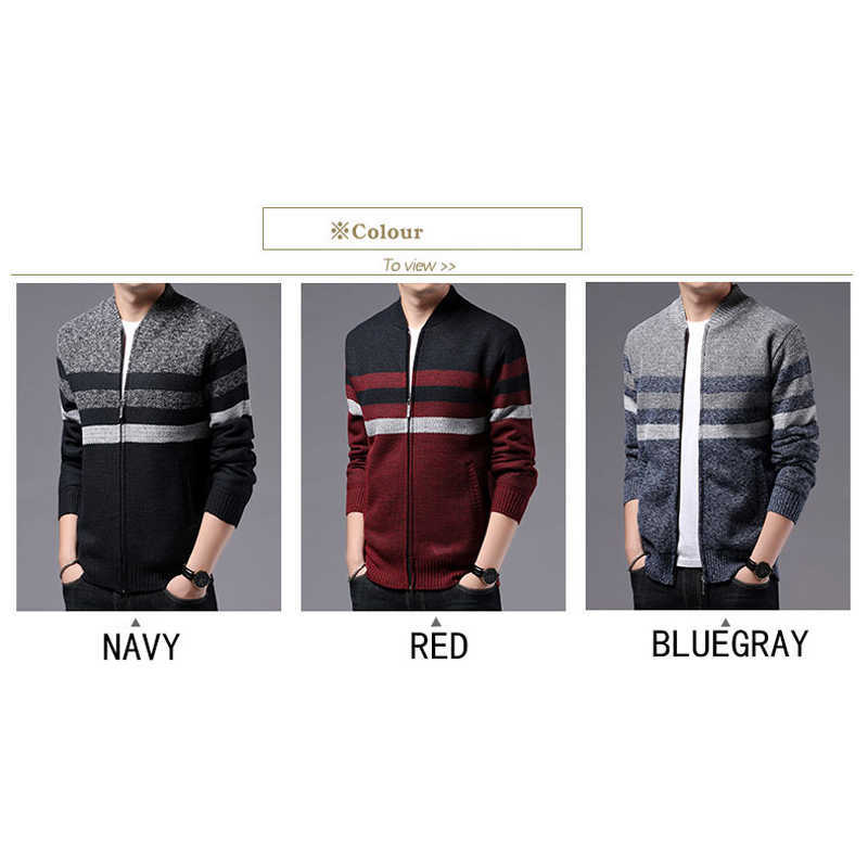 BROWON Korean Clotnes Men Wintersmart Casual Knitted Patchwork Cardigan Sweater Fashion Thick Zipper Up Men Clothing Sweater 211008