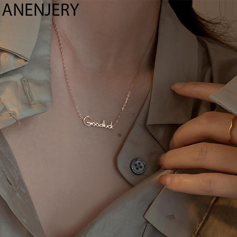 Chains ANENJERY 925 Sterling Silver Goodluck Letter Necklace For Women Simple Personal Artistic Clavicle Chain Friend Jewelry
Chains ANENJERY 925 Sterling Silver Goodluck Letter Necklace For Women Simple Personal Artistic Clavicle Chain Friend Jewelry