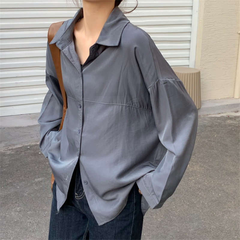 Korean Summer Loose Oversize Femme Chic All Match Solid Casual Tops Streetwear Fashion Gentle OL Shirts 210421